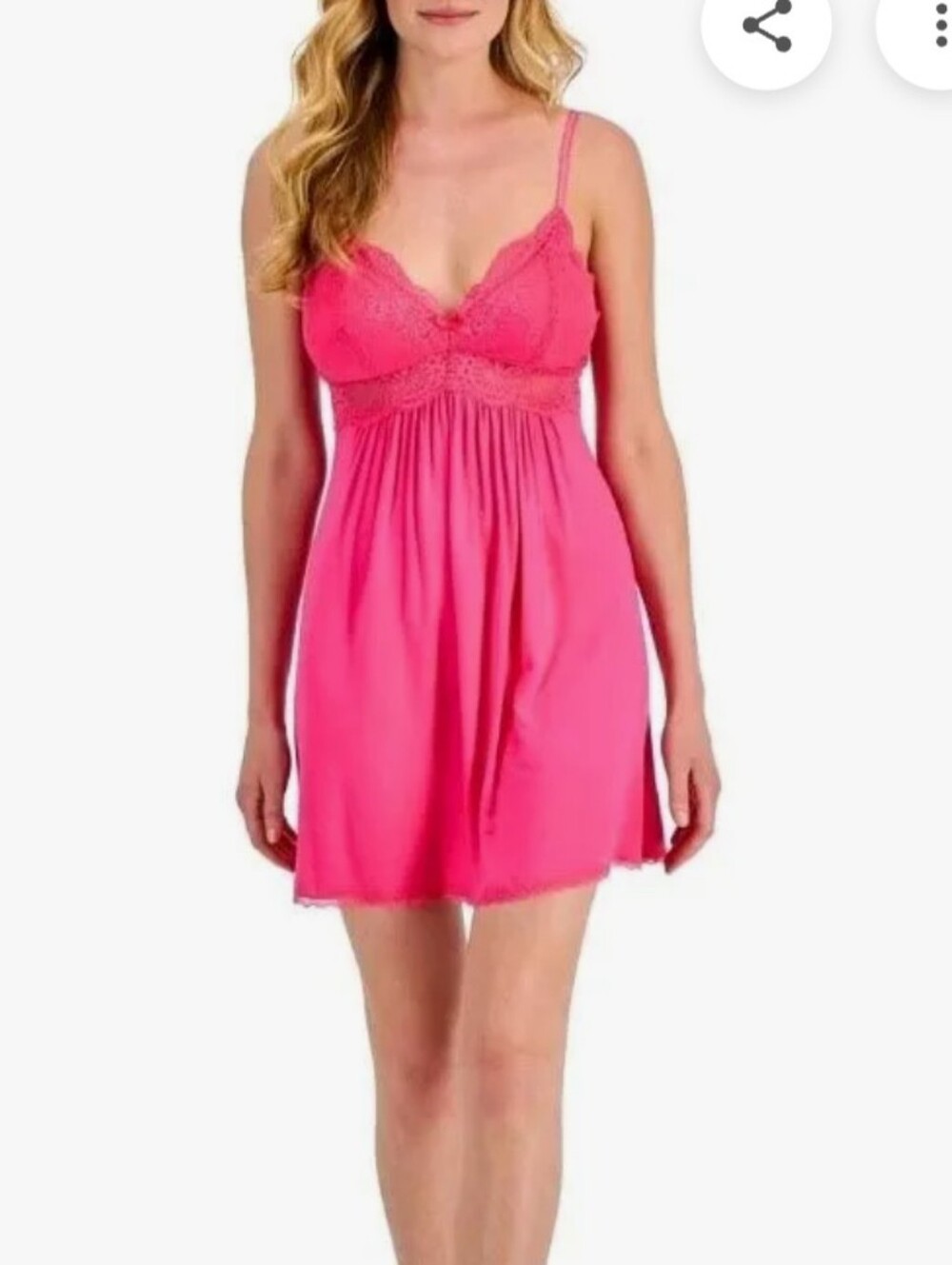 Chesmise Coral Lace-Trim Sleeveless Nightgown